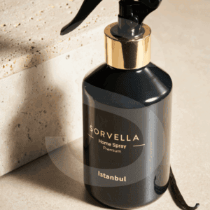 Sorvella mājas smaržu izsmidzinātājs ar zelta detaļām.